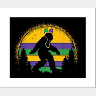 Mardi Gras Bigfoot Funny Kids Men Sasquatch Mardi Gras Posters and Art